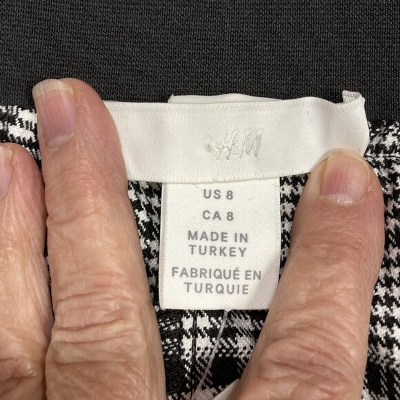 H&M Houndstooth Pants, Size 8, Pull-On Elastic Waist, Ankle Length, Pockets, NEW - Picture 5 of 12